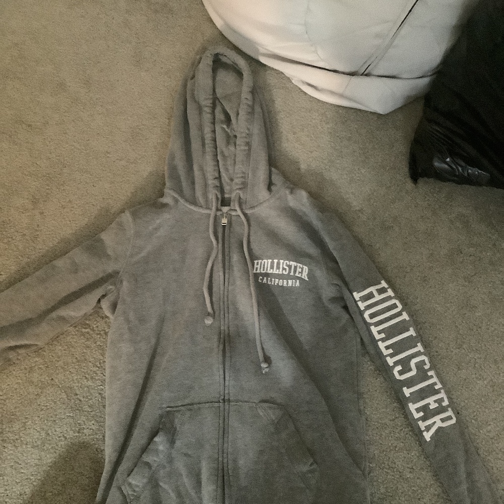 Grey Graphic Hollister zip up